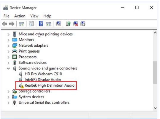 Download and install audio output device driver for windows 7