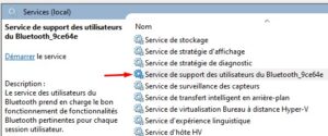 Windows 10 - redémarrer service support bluetooth