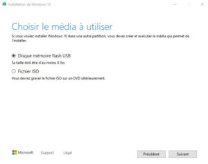 Windows 10 - choisir le media a utiliser