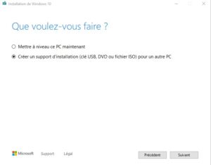 Windows - creer un support installation
