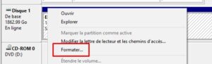 Windows 10 - gestion des disques format
