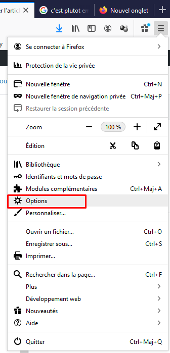 firefox menu options