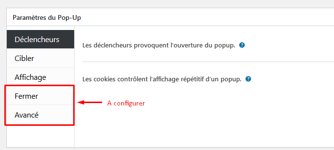 creer un popup-configuration