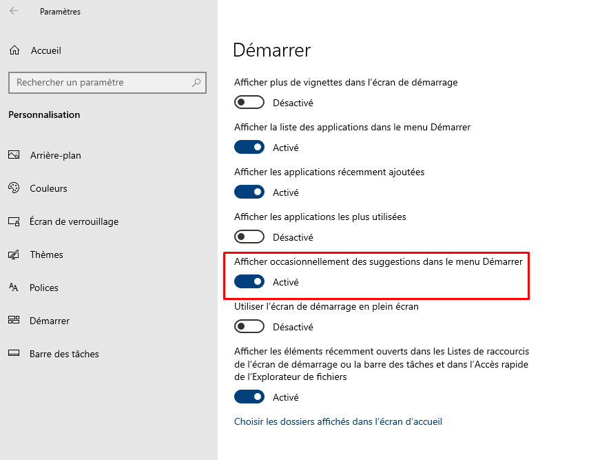 Bloquer les annonces Microsoft Edge dans le menu Démarrer de Windows 10