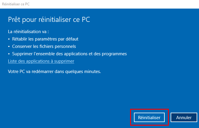 Suppression programmes avant réinstallation windows 10