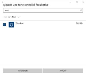 Windows 10 - wordpad installer