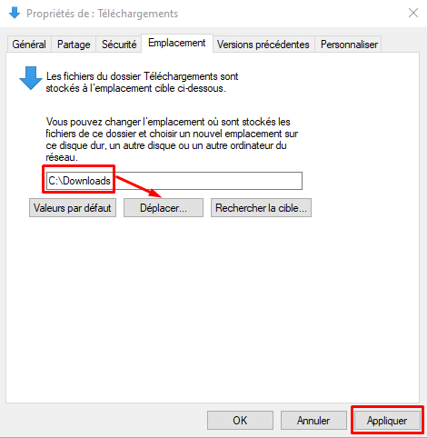 Comment changer l'emplacement de téléchargement par défaut dans Windows 10