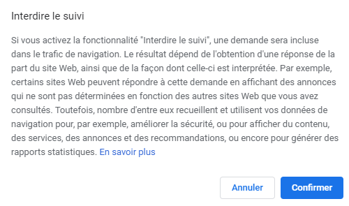 Comment activer interdire le suivi dans Chrome