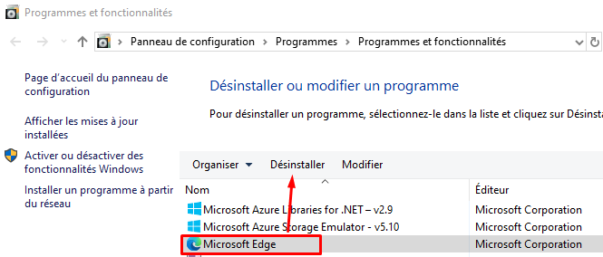 Windows 10 : Comment désinstaller le navigateur Microsoft Edge Chrome