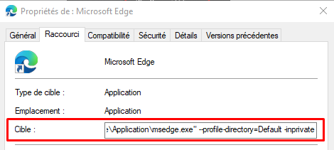 Ayez toujours Microsoft Edge ouvert dans la navigation InPrivate
