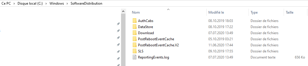 Vider Windows Software Distribution Répertoire