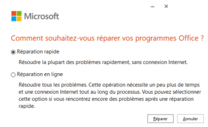 Réparer Microsoft Office