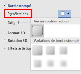 word - utiliser bord estompé