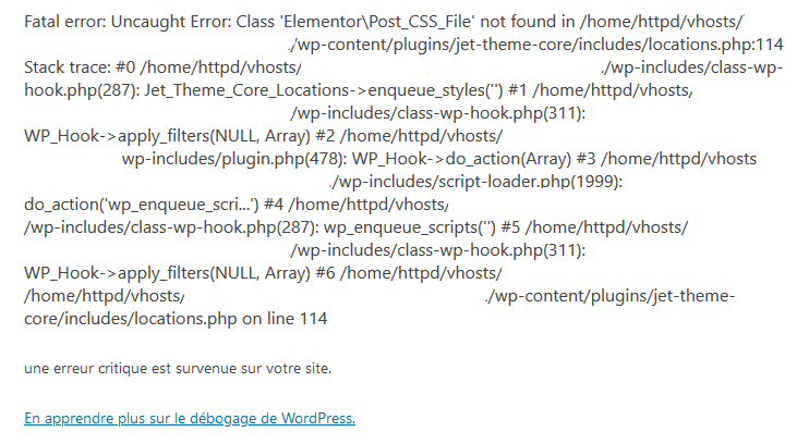 wordpress - fatal error class elementor post css file