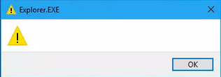 explorer.exe message vide avec point d'exclamation jaune au démarrage