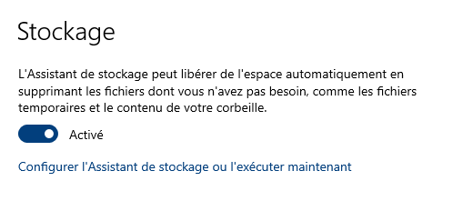 windows 10 - assistant de stockage