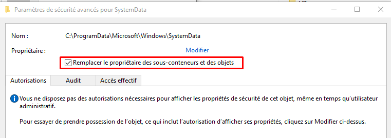 windows 10 - comment prendre possession des fichiers et des dossiers - 02