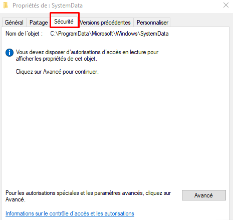 windows 10 - comment prendre possession des fichiers et des dossiers