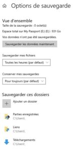 Windows 10 - sauvegarde plus d options