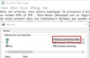Bloc-Notes - enregistrer en format pdf