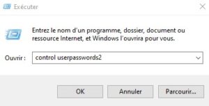 Windows 10 - exectuer control userpasswords2