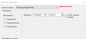Windows 10 - tâche planifiée déclencheur