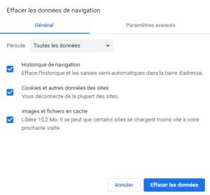 Chrome - effacer les donnees de navigation vider le cache