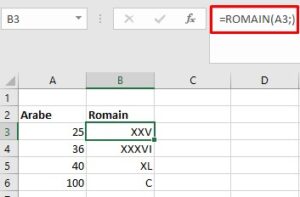 Excel - formule ROMAIN