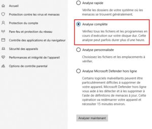 Sécurité Windows - analyse complète