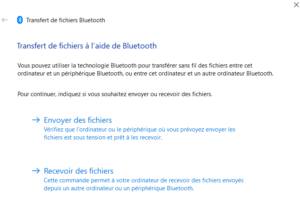 Windows 10 - envoyer ou recevoir des fichiers via bluetooth