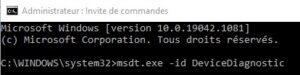 Windows 10 - invite de commande depanner materiels et peripheriques