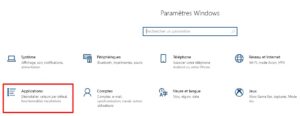 Windows 10 - parametres applications