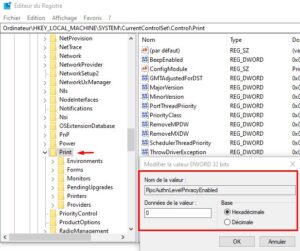 Windows 10 - code erreur 0x0000011b disable RPC spool impression