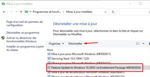 Windows 10 - desinstaller une mise à jour