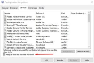 Windows 10 - KB5007186 desactiver services
