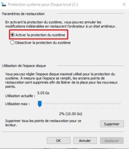 Windows 10 - creer un point de restauration 03