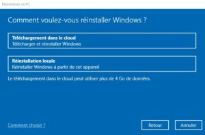 Windows 10 - réinitialiser ce PC réinstaller windows