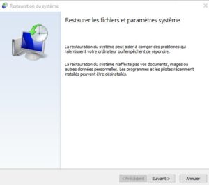 Windows 10 - restauration du système 02